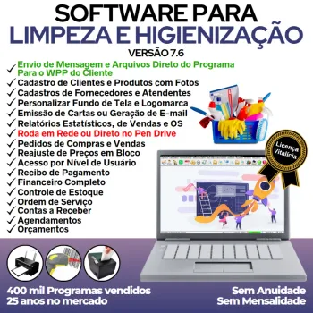 Software para Serviços De Limpeza E Higienização com Vendas, Financeiro e Estatísticas v7.6 Plus + WhatsApp via OS