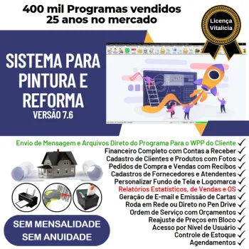 Sistema Para Serviços De Pintura E Reforma com Vendas, Financeiro e Estatísticas v7.6 Plus + WhatsApp via OS
