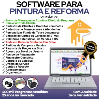 Software Para Serviços De Pintura E Reforma com Vendas, Financeiro e Estatísticas v7.6 Plus + WhatsApp via OS