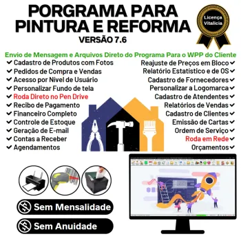 Programa Para Serviços De Pintura E Reforma com Vendas, Financeiro e Estatísticas v7.6 Plus + WhatsApp via OS