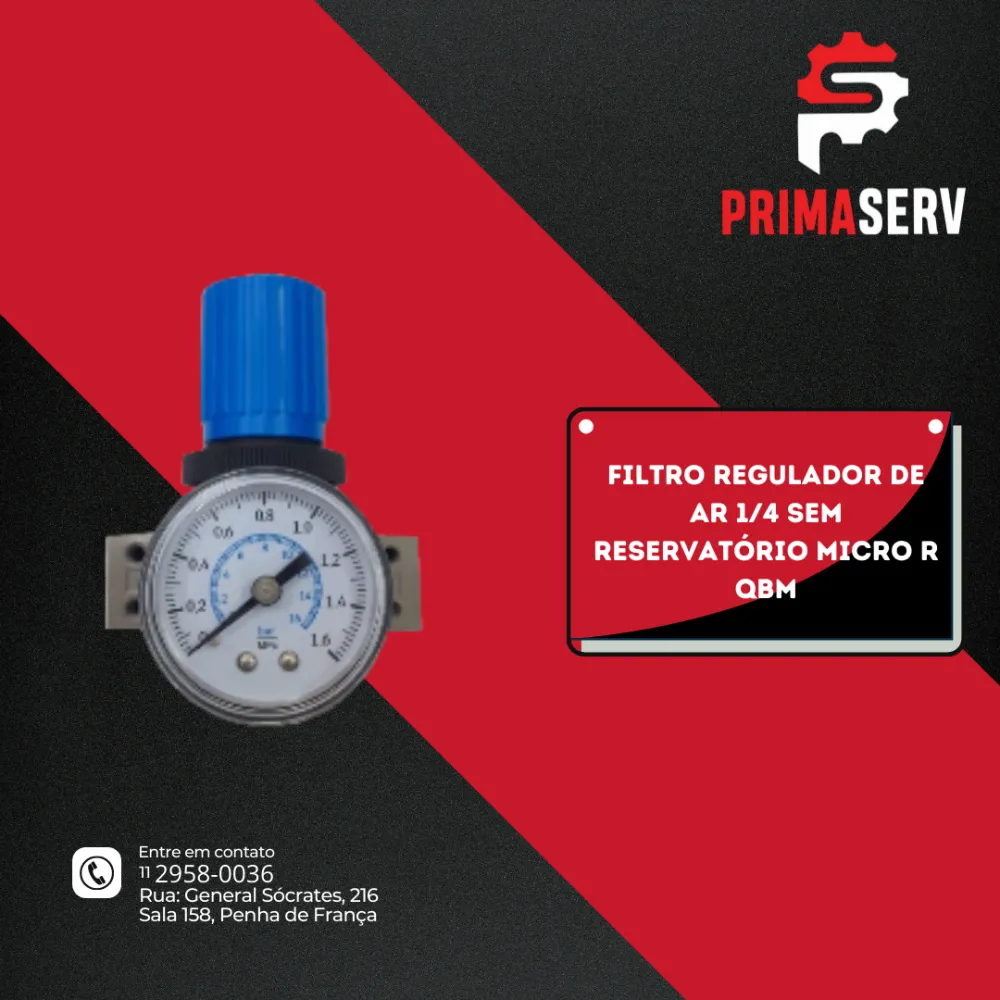 FILTRO REGULADOR DE AR 1/4 SEM RESERVATÓRIO MICRO R QBM