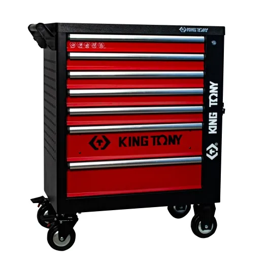Carrinho para ferramentas metálico com 7 gavetas  87G35-7BA-KR (VERMELHO E PRETO)