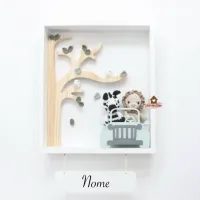 Cópia de Quadro Safári  - Zebra e Leão - Jeep - Porta Maternidade