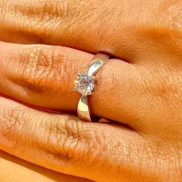 Anel solitário prata 950 - AS107 - Foto 2