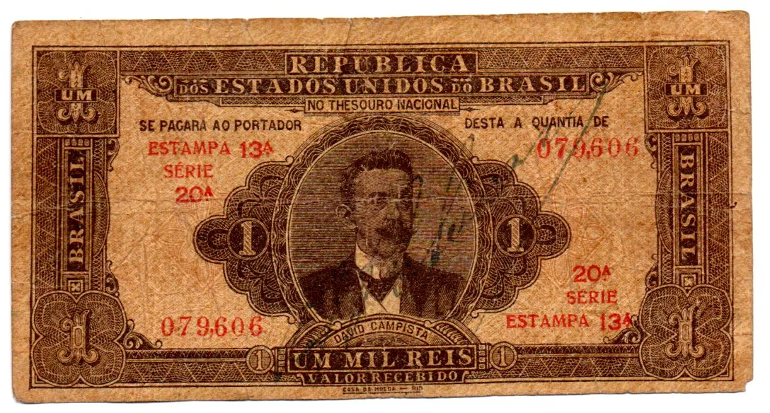 .R080 - 1 Mil Réis - 13° Estampa - Série 20 - David Campista - Data: 1923 - R