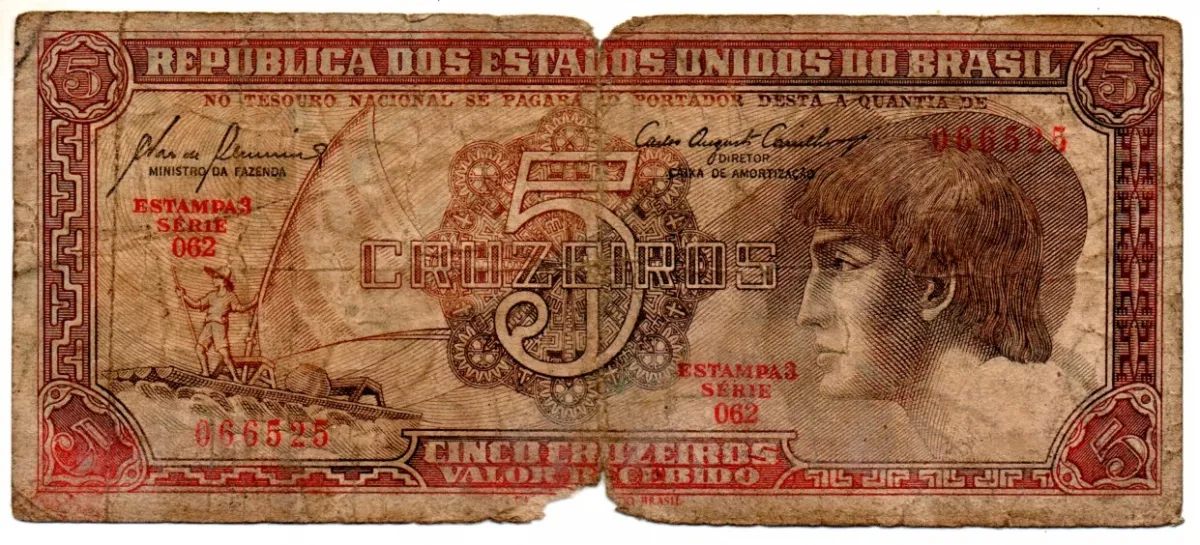 C111 - 5 Cruzeiros - Série 062 - Índio - Data: 1961 - UTG Imagem
