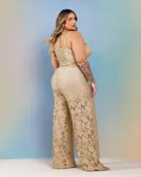 Conjunto Top Calça Renda Diva's Voga Caqui - Foto 2