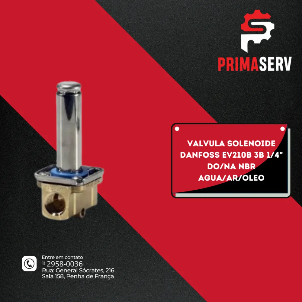 VALVULA SOLENOIDE DANFOSS EV210B 3B 1/4" DO/NA NBR AGUA/AR/OLEO