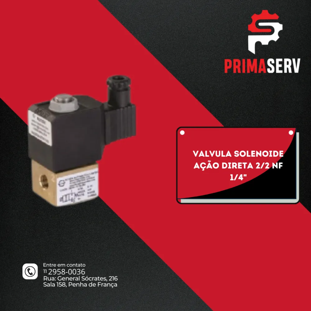 VALVULA SOLENOIDE AÇÃO DIRETA 2/2 NF 1/4" 