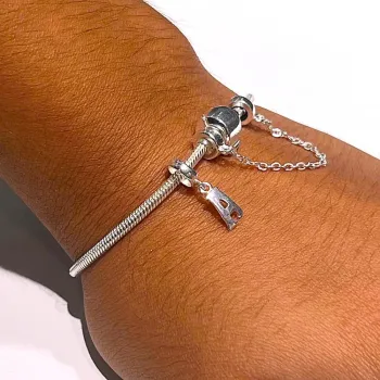 Berloque de Prata 950 - Letra A -  251354 - Foto 2