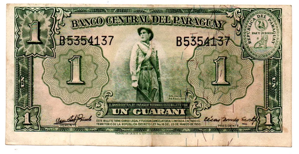 Paraguai - 1 Guarani - Cédula Estrangeira - MBC/Sob
