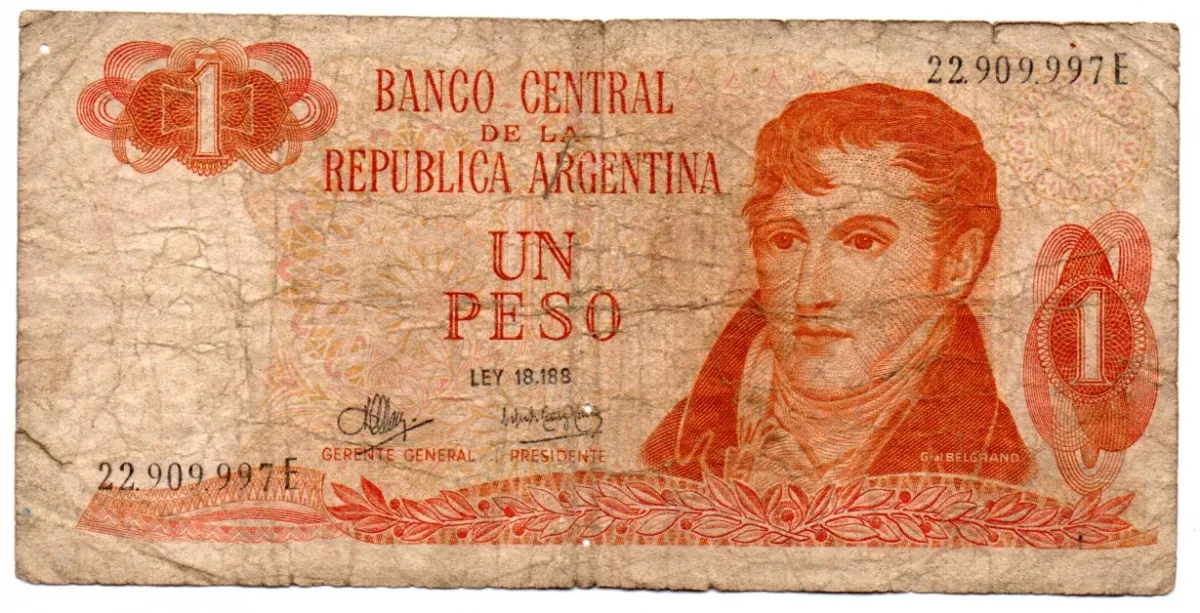 Argentina - 1 Peso - Cédula Estrangeira - R