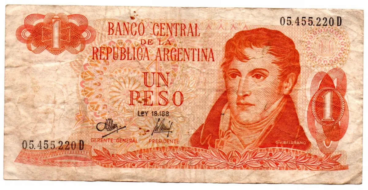 Argentina - 1 Peso - Cédula Estrangeira - BC