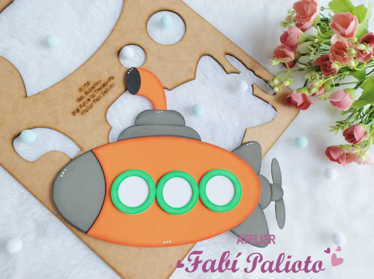 G1.703 Gabarito de Moldes em MDF Submarino Big Meios de Transporte