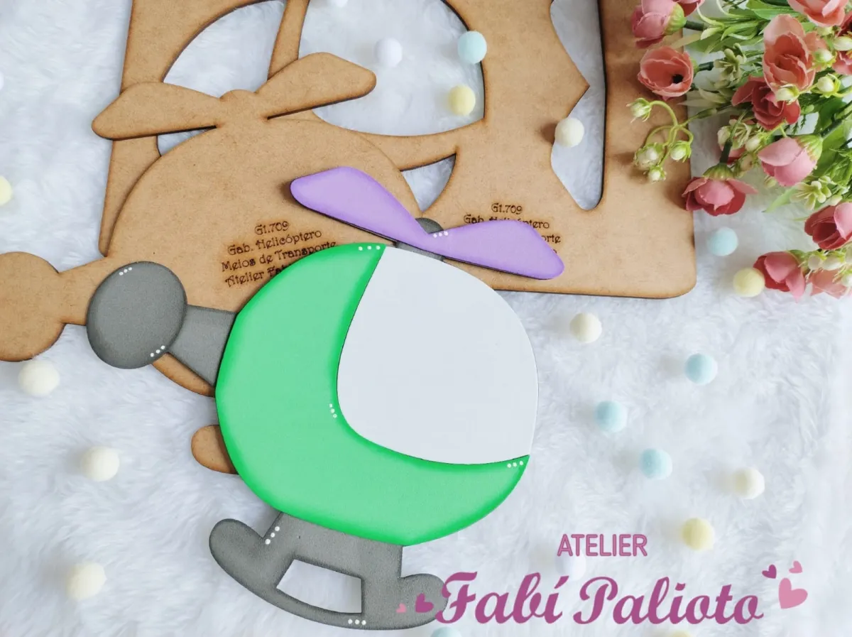 G1.709  Gabarito de Moldes em MDF Helicóptero  Big Meios de Transporte Imagem