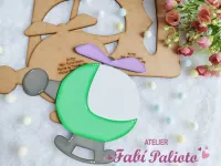 G1.709  Gabarito de Moldes em MDF Helicóptero  Big Meios de Transporte