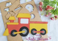 G1.714  Gabarito de Moldes em MDF Trem  Big Meios de Transporte