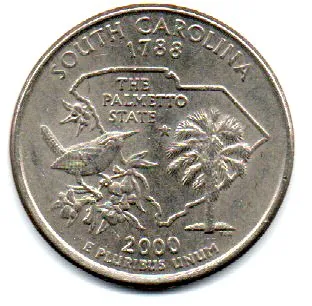 Estados Unidos - 2000P - 25 Cents - South Carolina - State Quarter Dollar