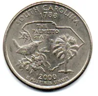 Estados Unidos - 2000P - 25 Cents - South Carolina - State Quarter Dollar