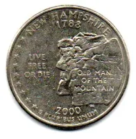 Estados Unidos - 2000D - 25 Cents - New Hampshire - State Quarter Dollar