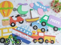 KIT29 Gabarito de Moldes em MDF Coleção Big Meios de Transportes