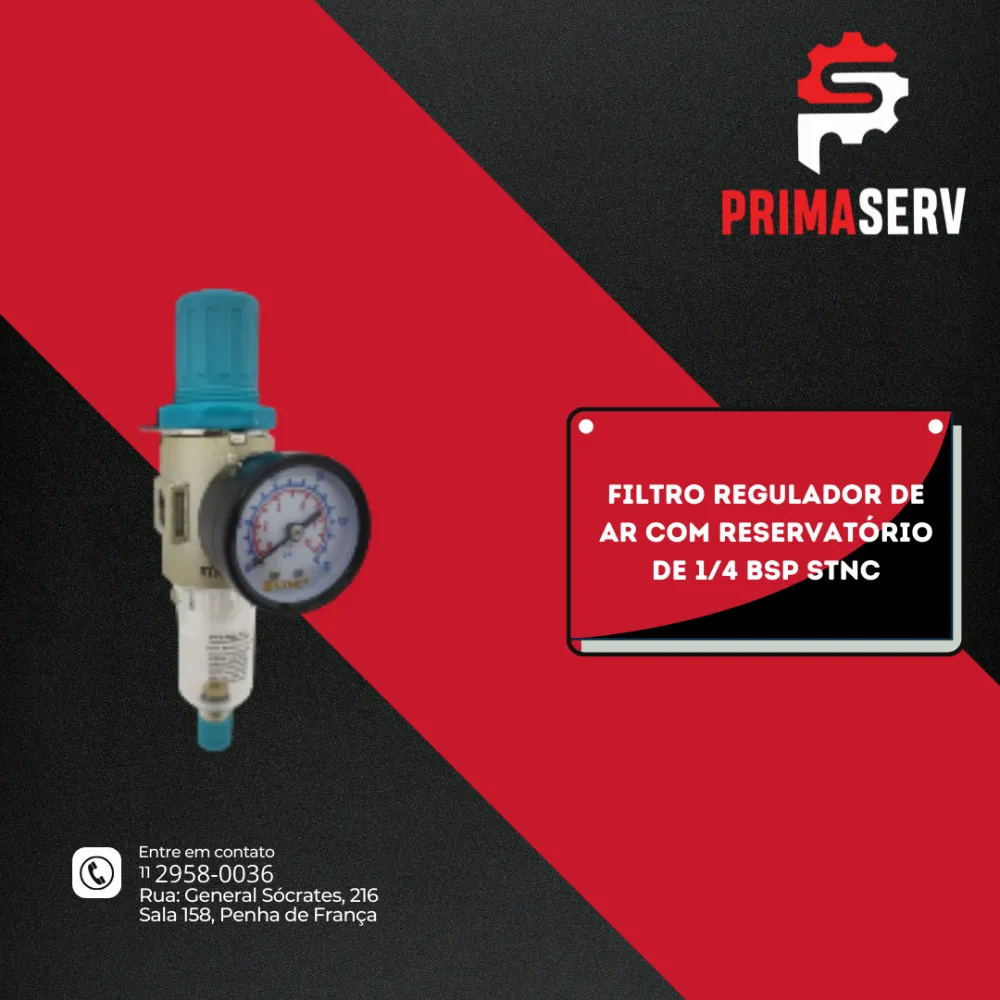 FILTRO REGULADOR DE AR COM RESERVATÓRIO DE 1/4 BSP STNC