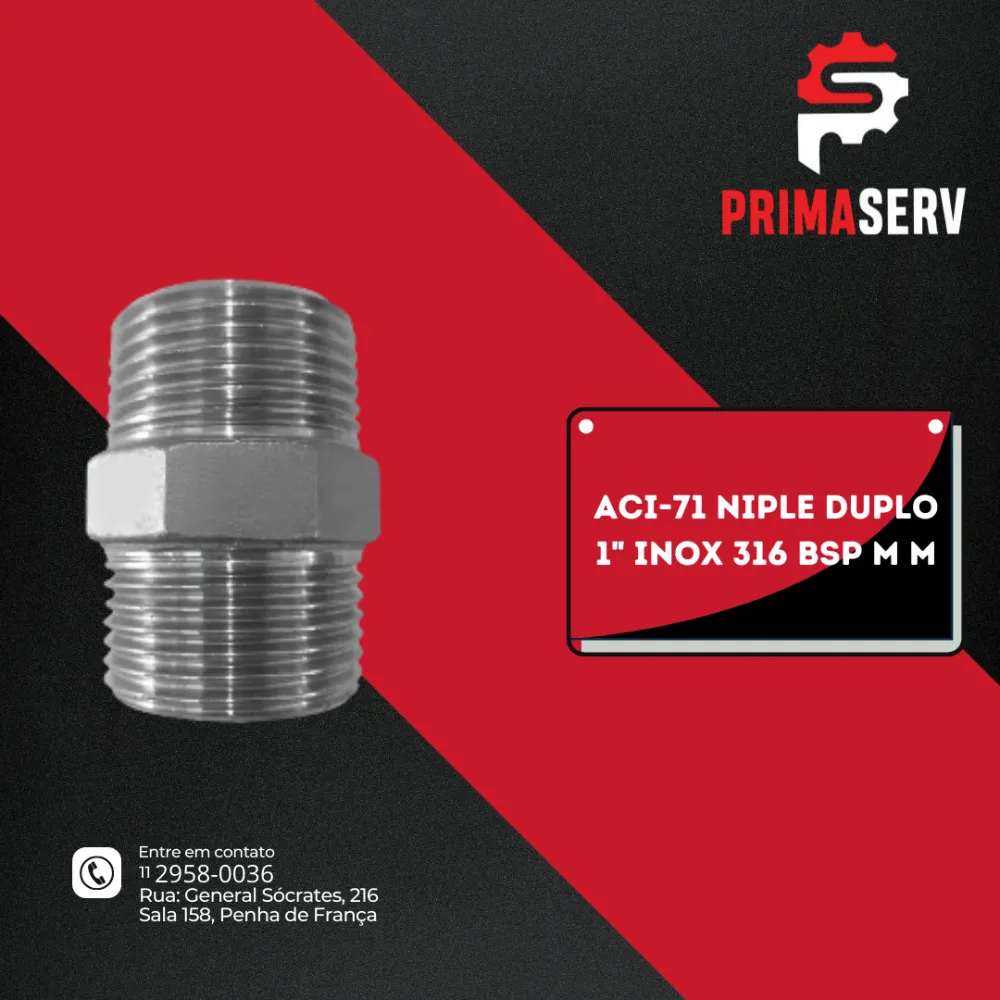 ACI-71 NIPLE DUPLO 1" INOX BSP M M
