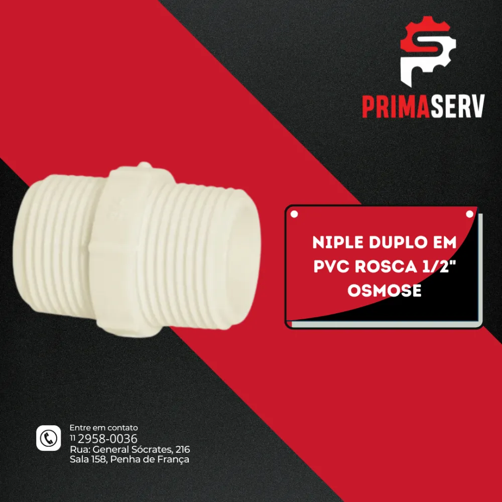NIPLE DUPLO EM PVC ROSCA 1/2" OSMOSE