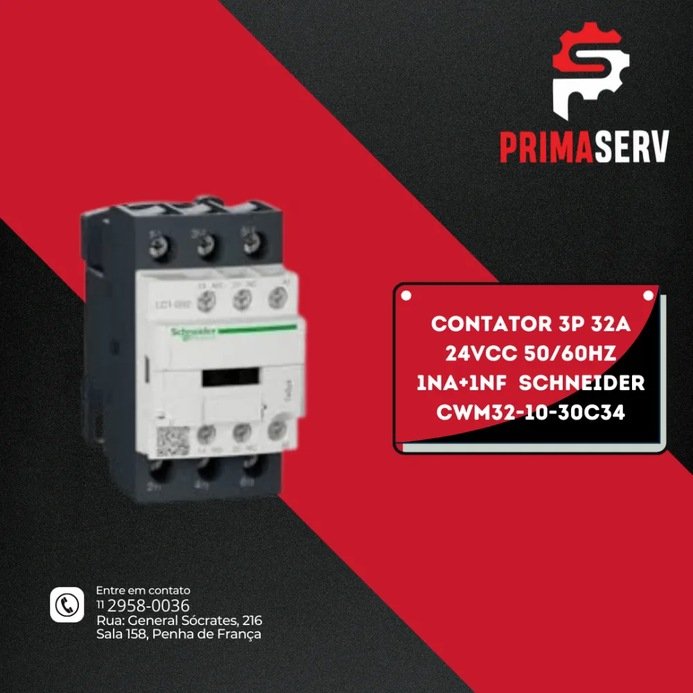 CONTATOR 3P 32A 24VCC 50/60HZ 1NA+1NF  SCHNEIDER CWM32-10-30C34