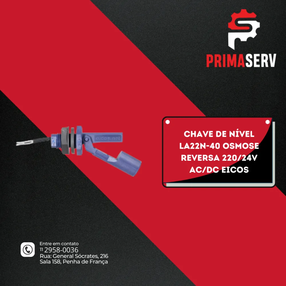 CHAVE DE NÍVEL LA22N-40 OSMOSE REVERSA 220/24V AC/DC EICOS