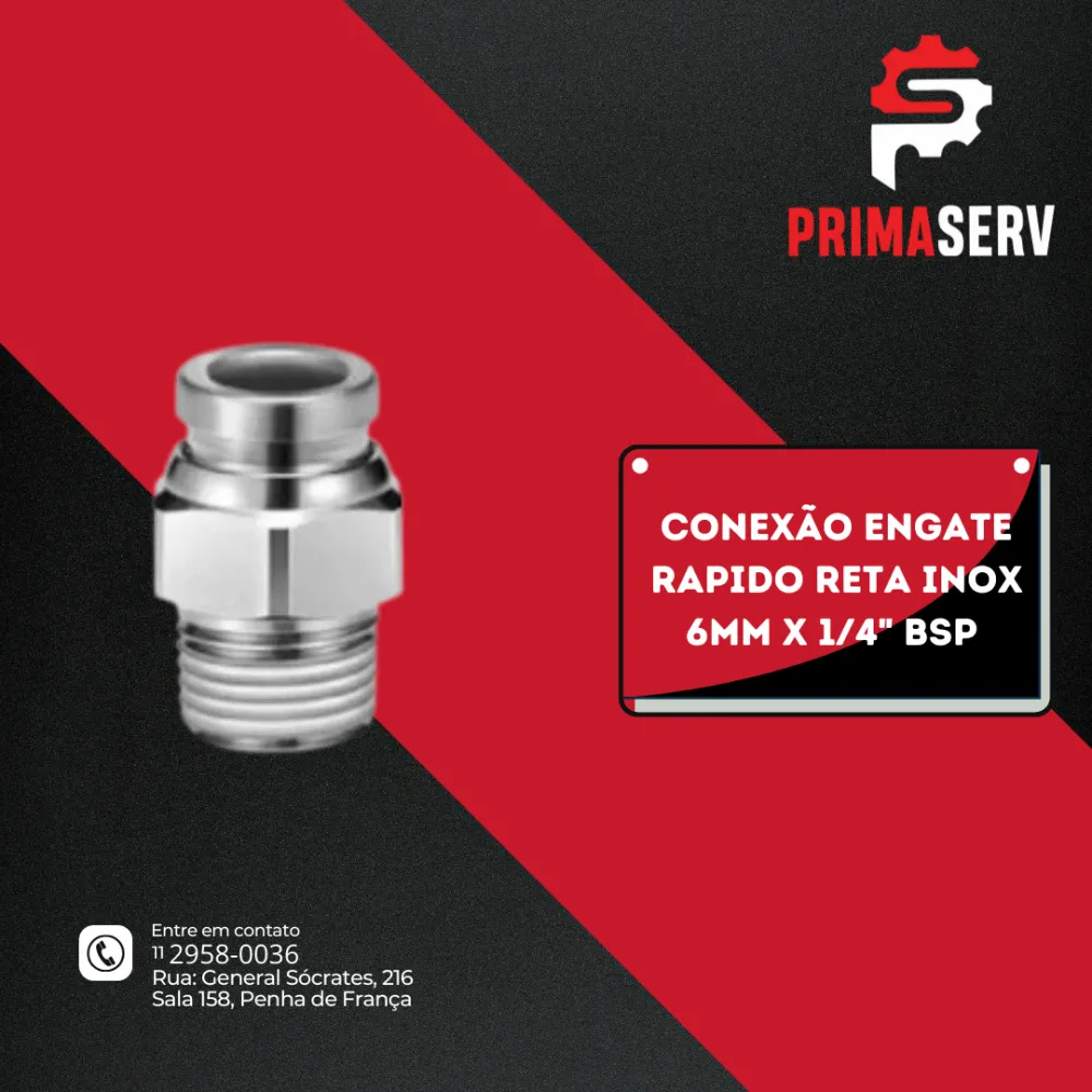 CONEXÃO ENGATE RAPIDO RETA INOX 6MM X 1/4" BSP SMC  KQG2H06-02S