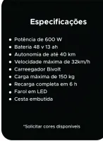 BICICLETA  ELÉTRICA POP 600W  2026 - Foto 3