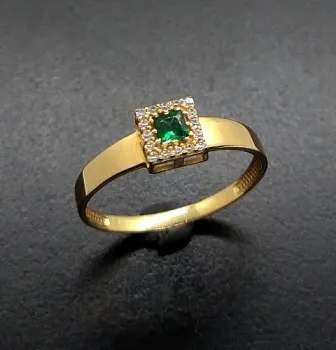 Anel de formatura de ouro 18k com zircônias - ANG180 - Foto 2