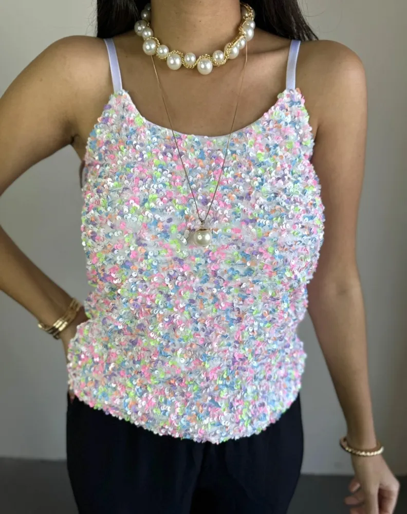 BLUSA PAETÊS COLORIDOS - TAMANHO ÚNICO Imagem