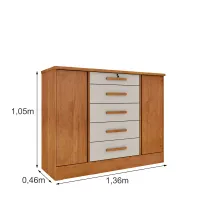 Cômoda 5 Gavetas 2 Portas Fortuna - Foto 2