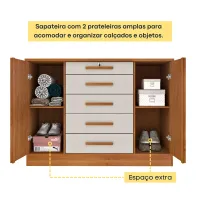 Cômoda 5 Gavetas 2 Portas Fortuna - Foto 6