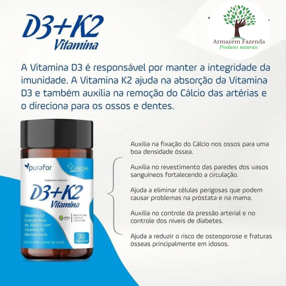 Vitamina D3+k2 purafor 30 capsulas 