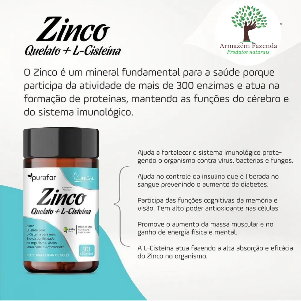 vitamina zinco quelato+ L-Cisteina 30 cps Purafor