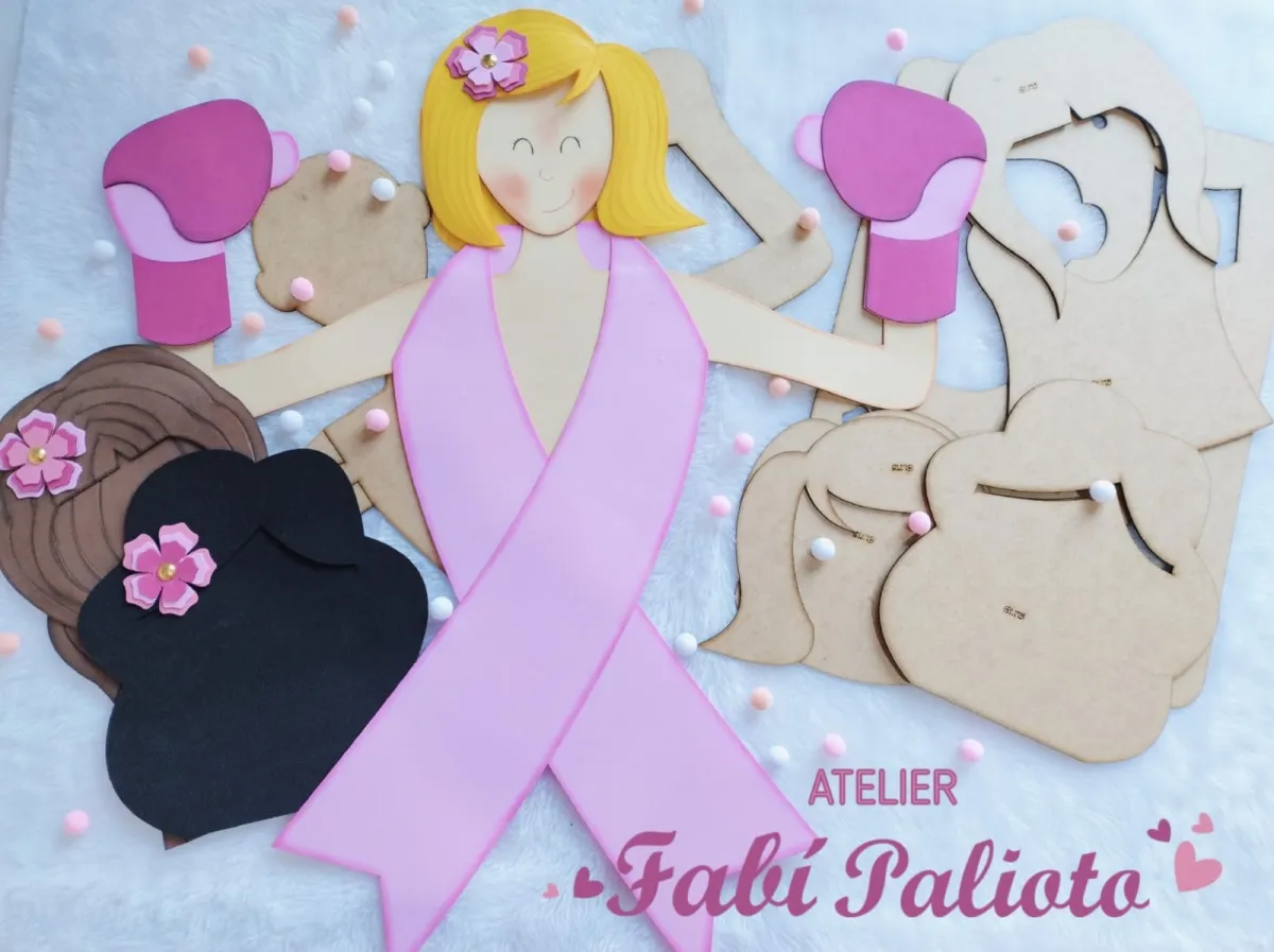 G1.715  Gabarito de Moldes em MDF Painel Outubro Rosa Imagem