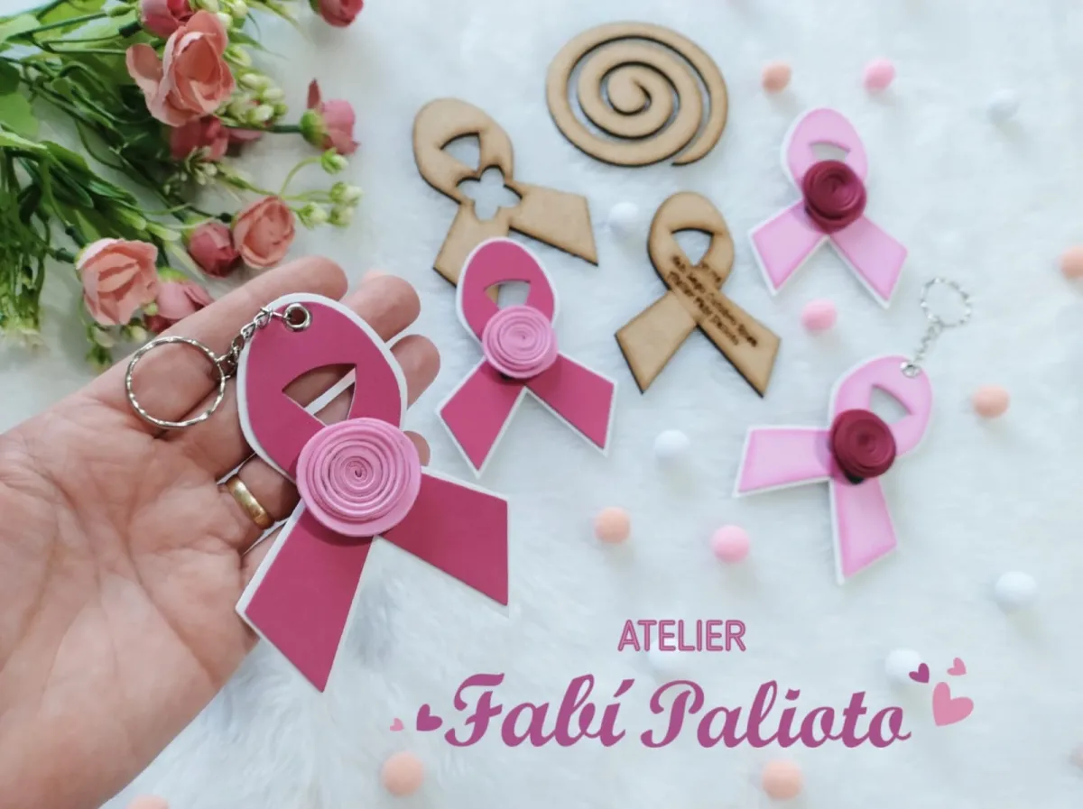 G1.716  Gabarito de Moldes em MDF Laço Outubro Rosa Imagem