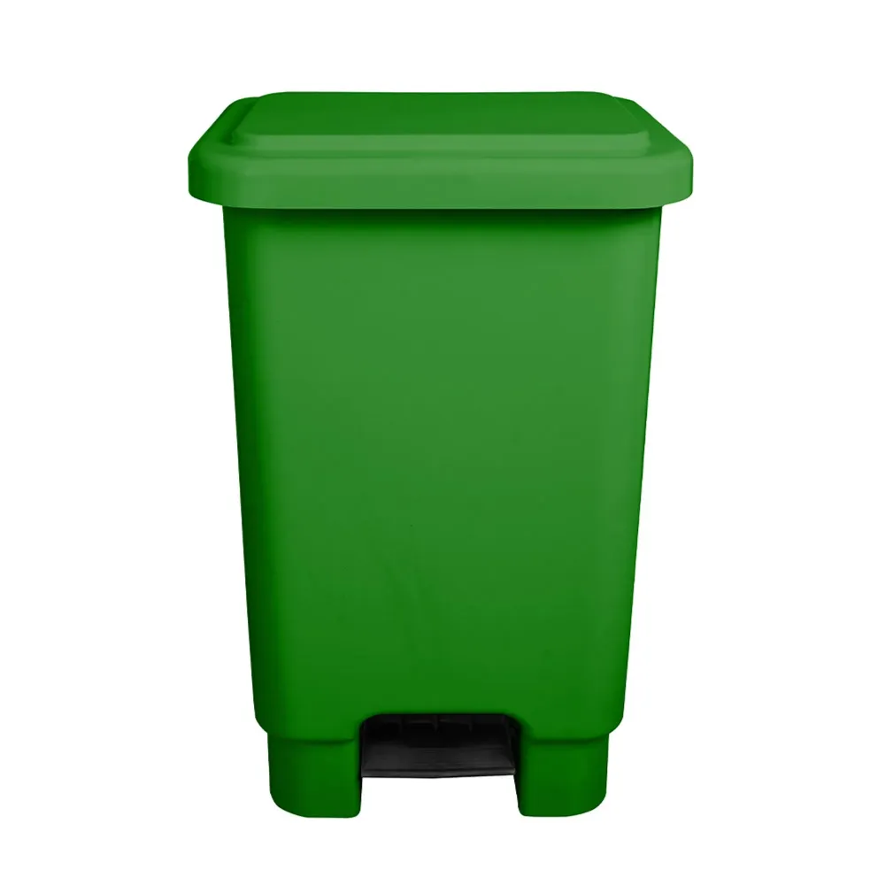Lixeira Plástica Retangular 100 litros Verde Com Pedal 