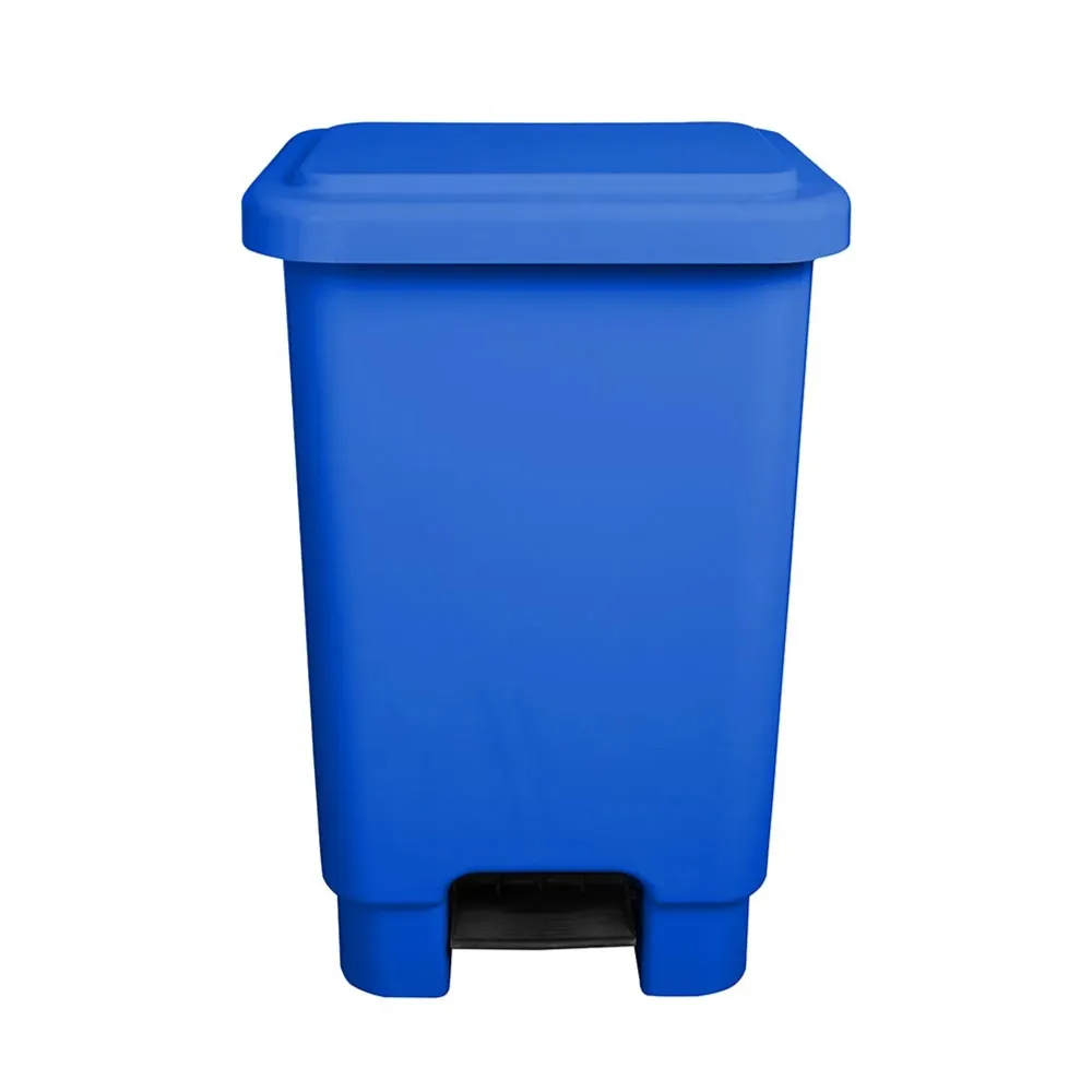 Lixeira Plástica Retangular 15 litros  Azul Com Pedal Imagem