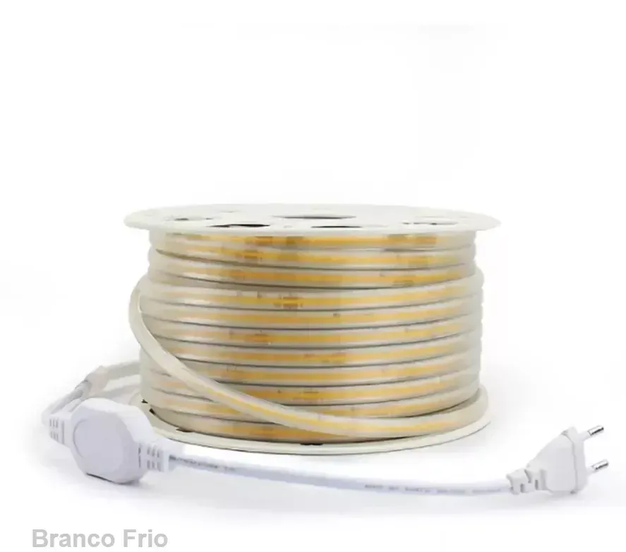 MANGUEIRA LED COB BRANCA FRIA 6000k  127v rolo 50 metros