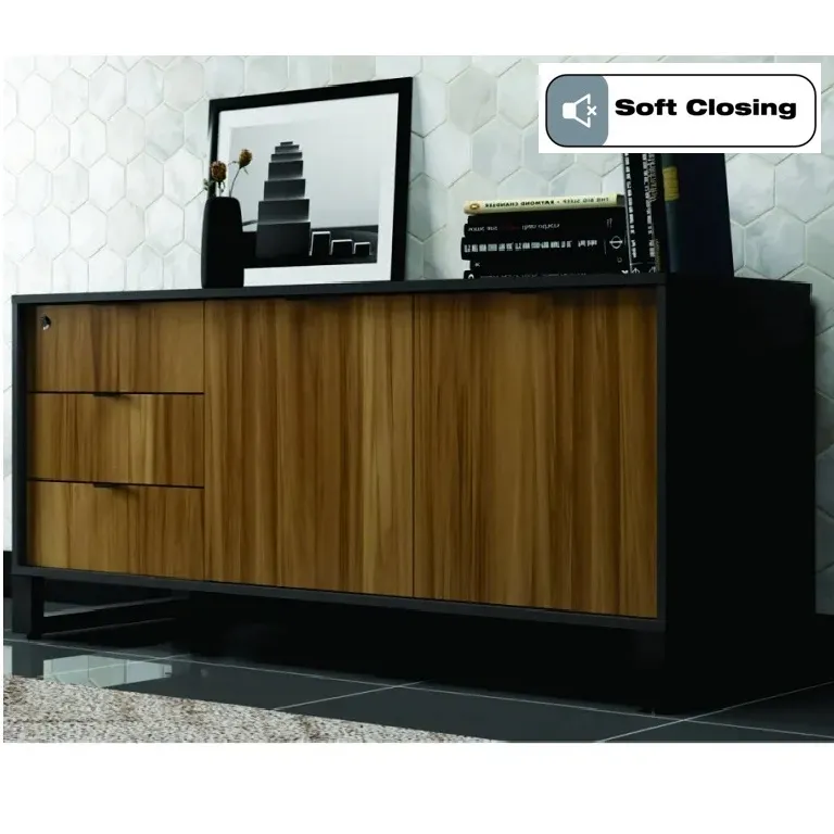 Armário Baixo Credenza 1360 com Portas e  3 Gavetas Lado Esquerdo Nobile Imagem