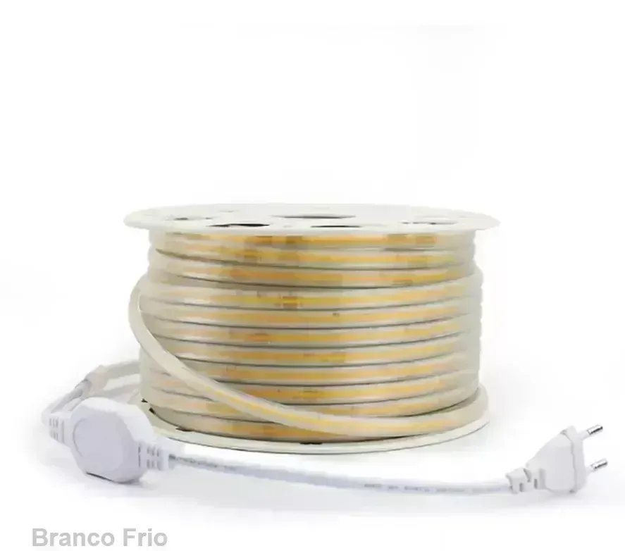 MANGUEIRA LED COB BRANCA QUENTE 3000k  220v rolo 50 metros