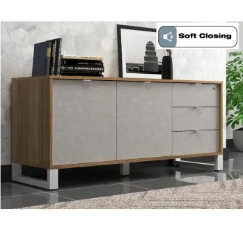 Armário Baixo Credenza 1360 com Portas e 3 Gavetas Lado Direito Nobile