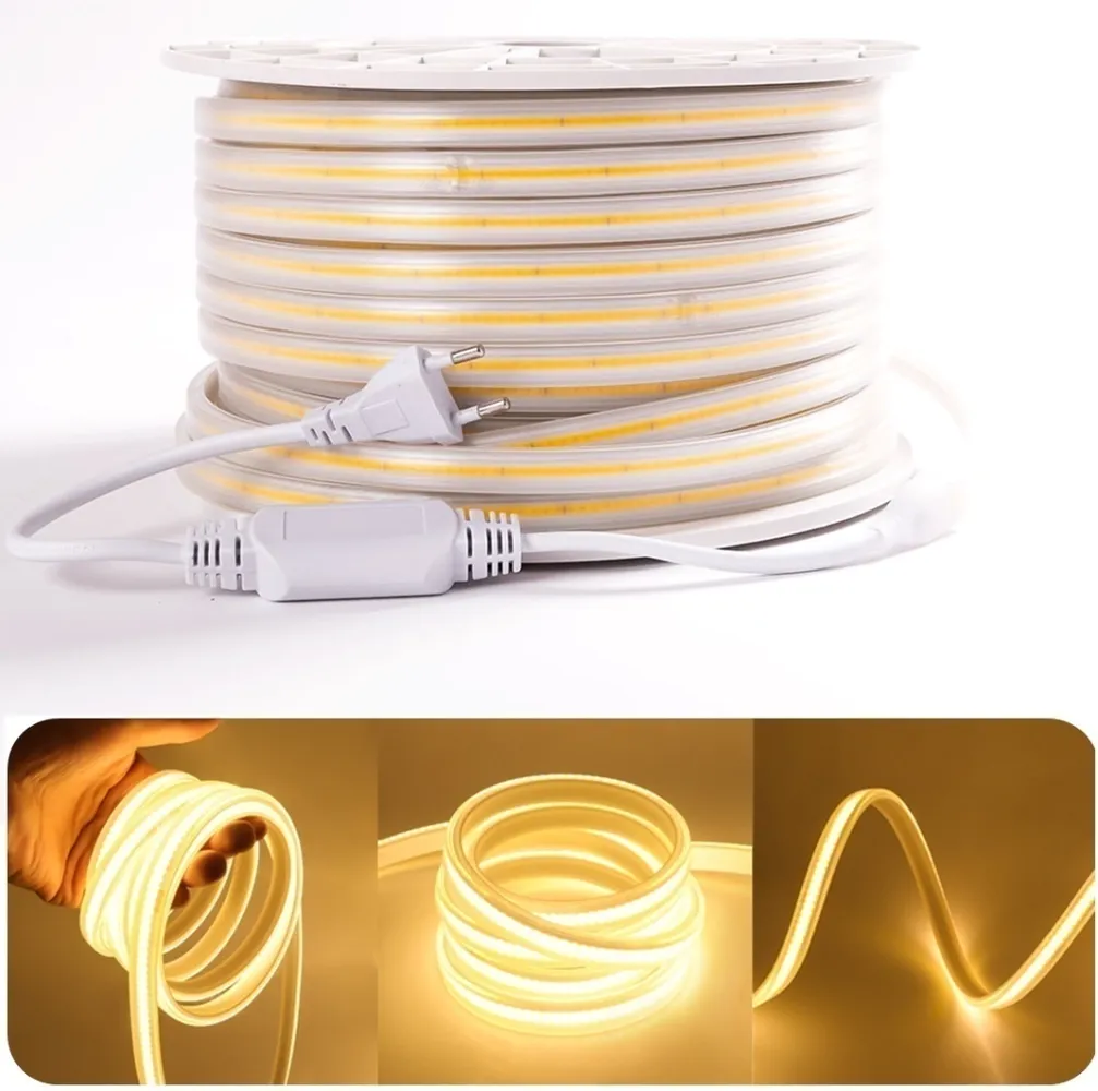 MANGUEIRA LED COB BRANCA QUENTE 3000k  220v rolo 100 metros Imagem