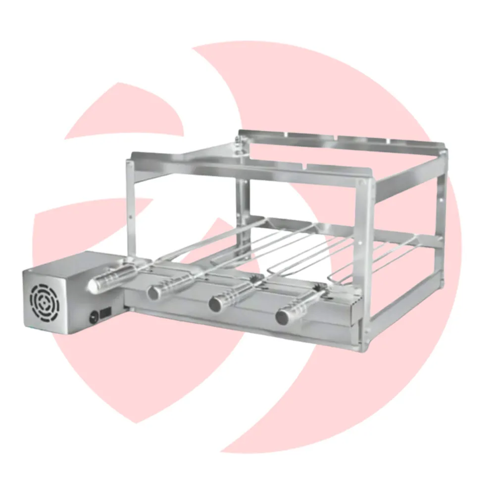 Grill Elétrico Giratório 4 Espetos com Suporte Elevação
