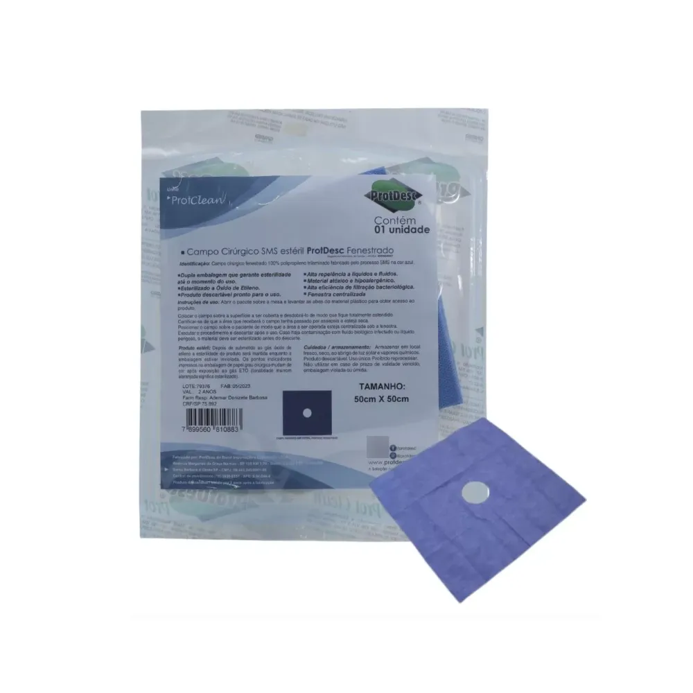 Campo Cirurgico Fenestrado Estéril SMS 50 X 50 cm PROTDESC   