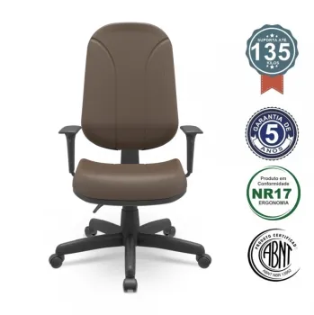  Cadeira Multiregulável NR17 Presidente Operativa com Encosto Regulável Base Giratória e Braços Reguláveis